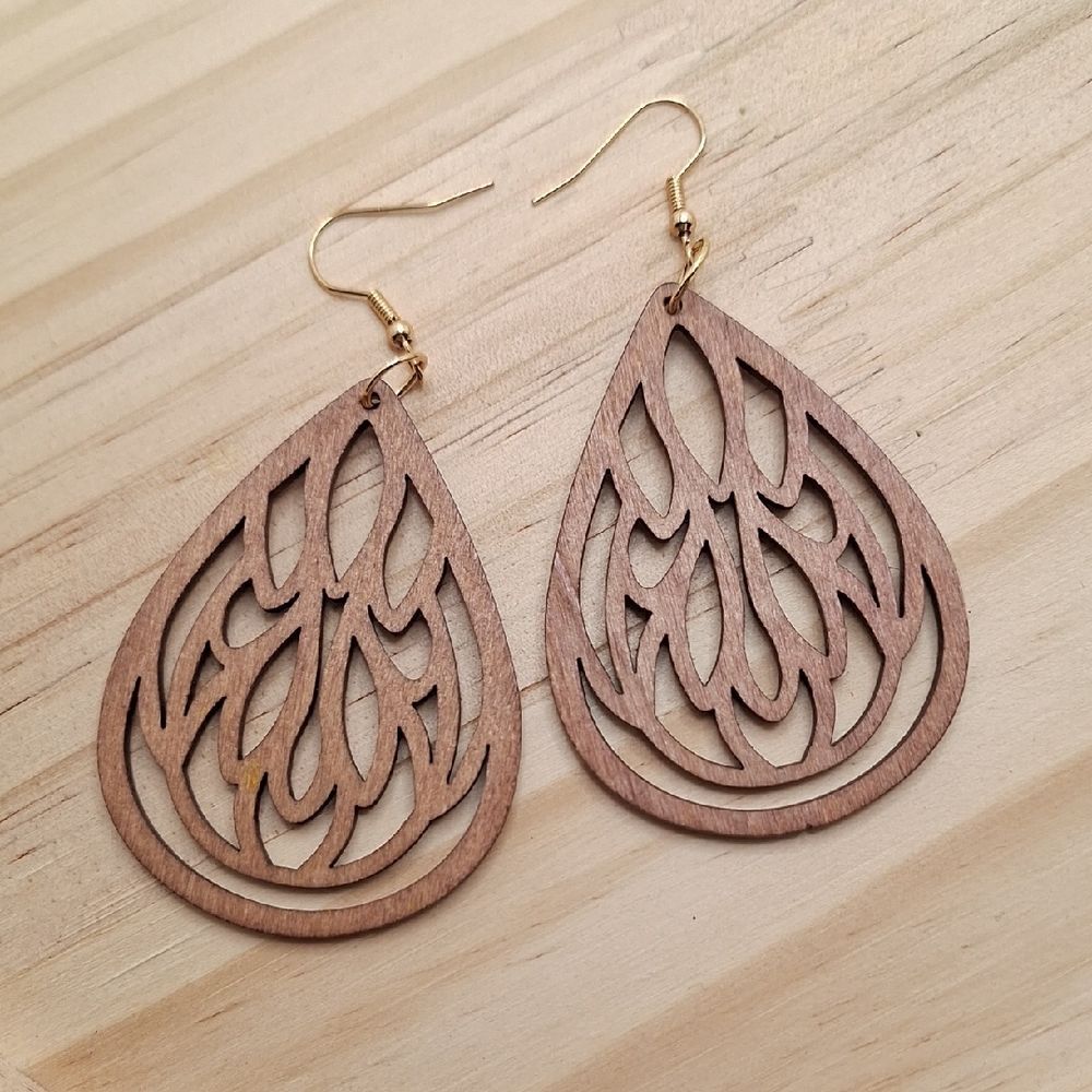 Elegant Wooden Teardrop Earrings